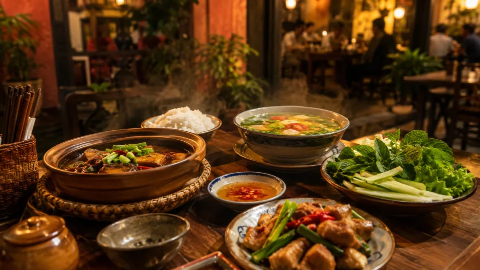 Đầu bếp đang lên món